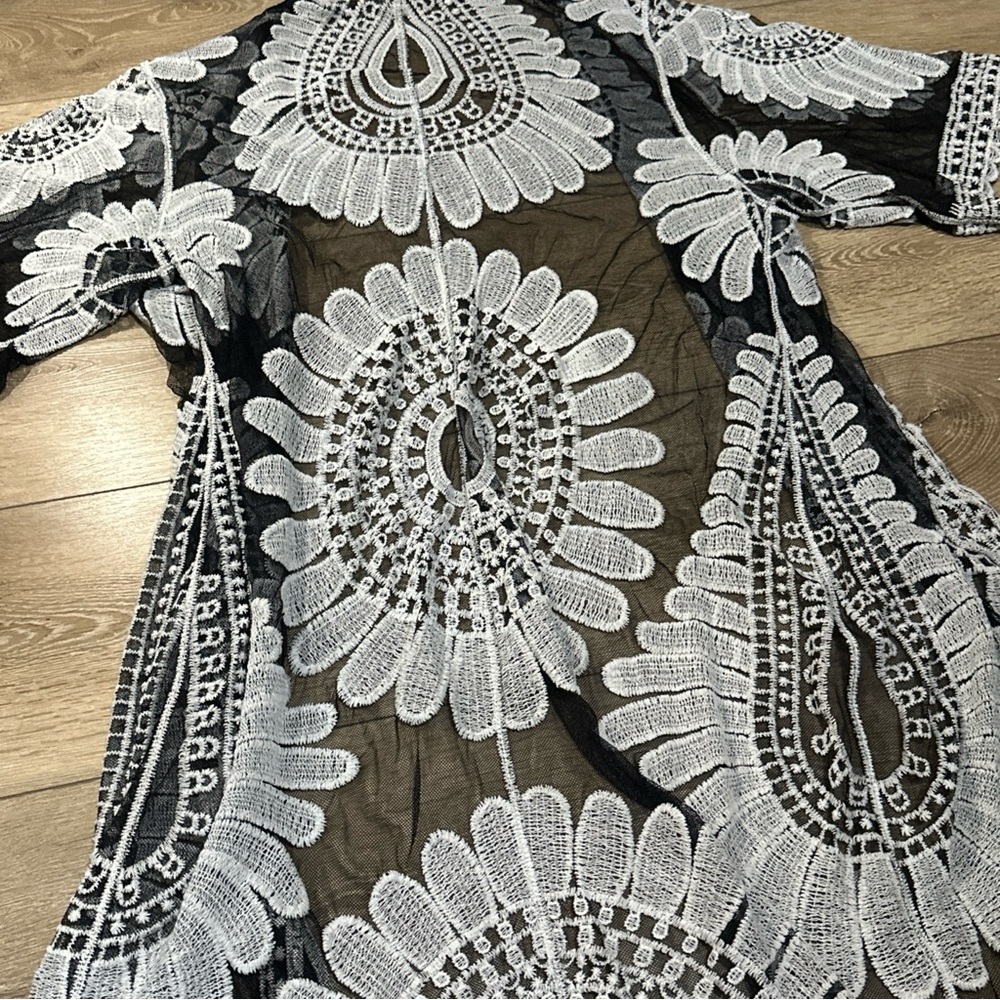Ember Sheer Mesh Crochet Kimono Duster Boho Whimsigoth - Picture 11 of 11
